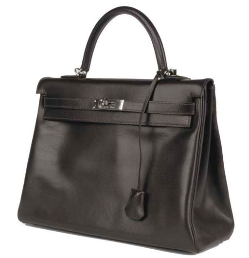 HERMÈS, A CHOCOLATE BROWN VEAU GRAIN LISSE KELLY BAG