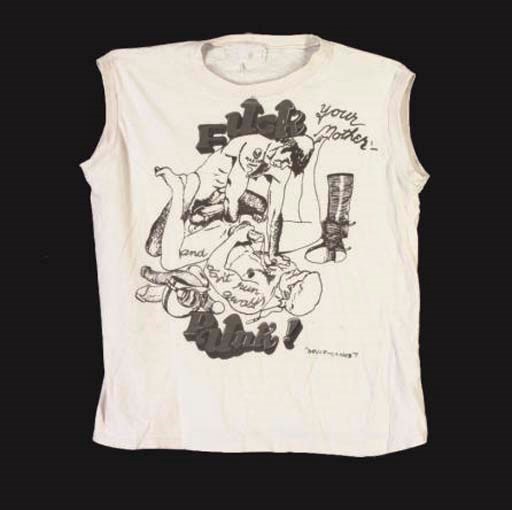 A WHITE SLEEVELESS T-SHIRT, VIVIENNE WESTWOOD