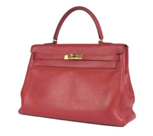 HERMÈS, AN APPLE RED FJORD KELLY BAG