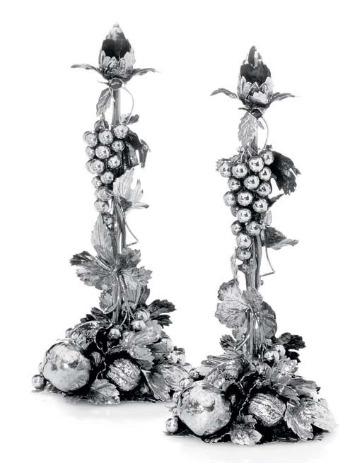 A PAIR OF SILVER CANDLESTICKS, BY BUCCELLATI