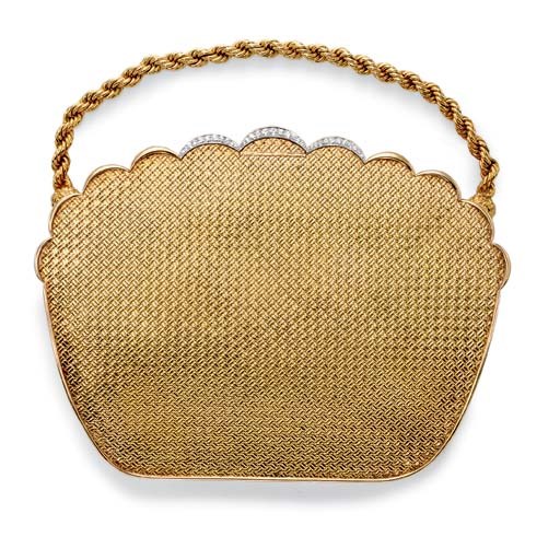A GOLD AND DIAMOND EVENING BAG, BY VAN CLEEF & ARPELS