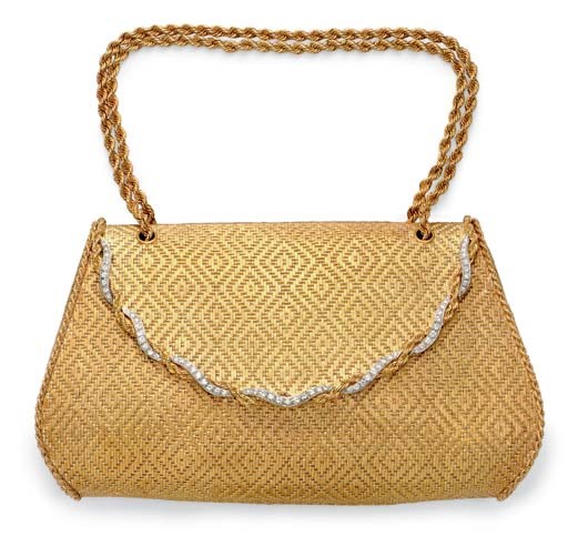 A GOLD AND DIAMOND EVENING BAG
