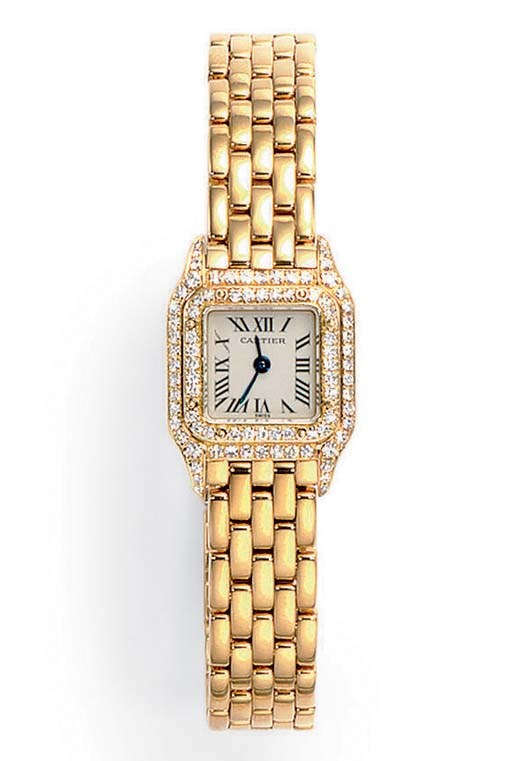 A DIAMOND AND GOLD "MINI-PANTHERE" WRISTWATCH, BY CARTIER