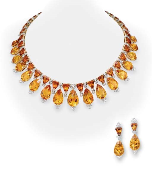 A SUITE OF CITRINE AND DIAMOND JEWELRY