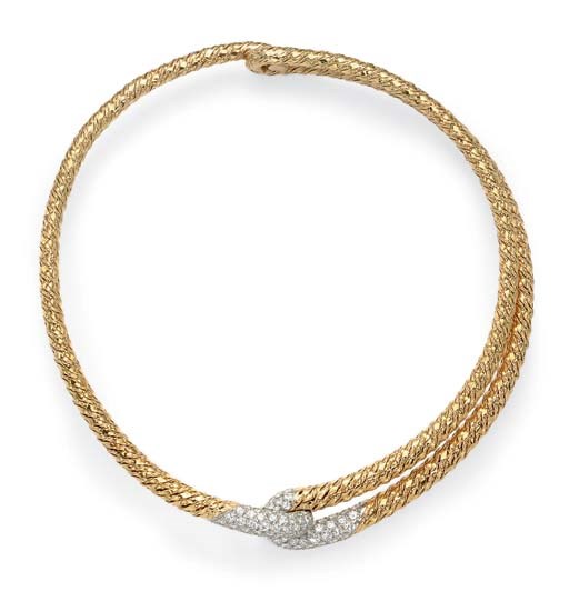 A DIAMOND AND GOLD NECKLACE, BY CARTIER