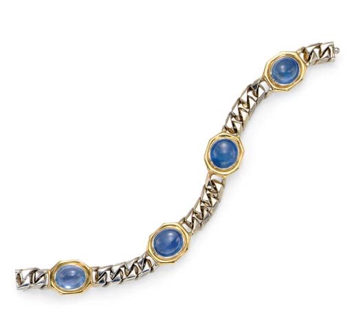 A SAPPHIRE AND GOLD BRACELET, BY BULGARI