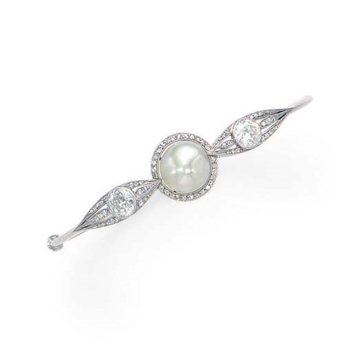 A BELLE EPOQUE PEARL AND DIAMOND BRACELET