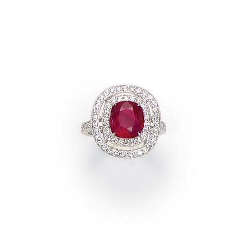 A RUBY AND DIAMOND RING