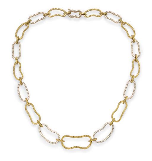 A COLORED DIAMOND AND DIAMOND NECKLACE, BY GIMEL