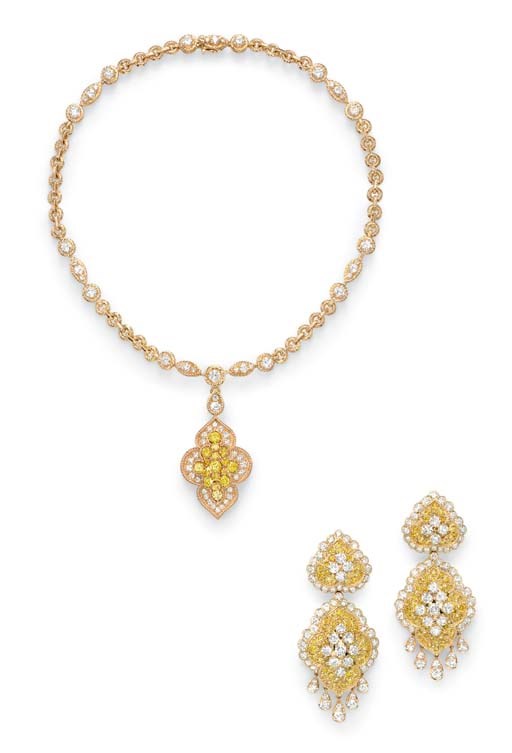 A SUITE OF COLORED DIAMOND JEWELRY, BY VAN CLEEF & ARPELS