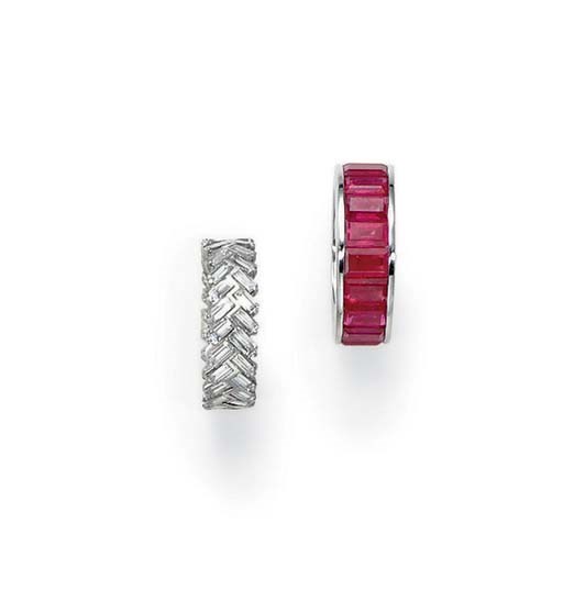 TWO RUBY AND DIAMOND BANDS
