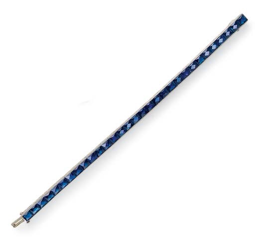 AN ART DECO SAPPHIRE LINE BRACELET