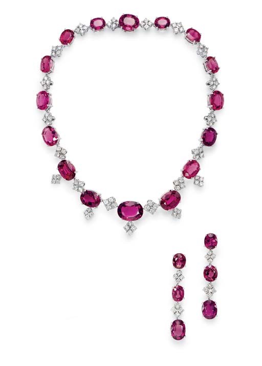 A SUITE OF PINK TOURMALINE AND DIAMOND JEWELRY