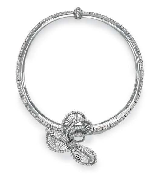A DIAMOND AND PLATINUM NECKLACE, BY MAUBOUSSIN