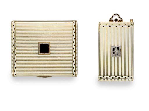 **A GROUP OF ART DECO ENAMEL AND DIAMOND ACCESSORIES, BY CARTIER