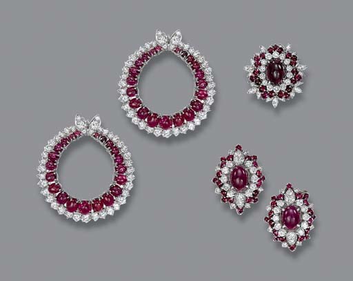 A RUBY AND DIAMOND SUITE OF JEWELLERY, BY DAVID MORRIS