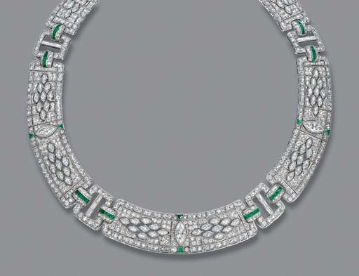A DIAMOND AND EMERALD NECKLACE