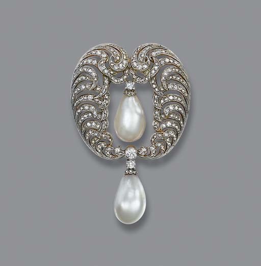 A PEARL AND DIAMOND BROOCH