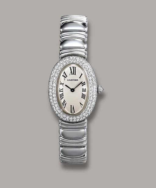 A LADY'S DIAMOND 'BAIGNOIRE' WRISTWATCH, BY CARTIER