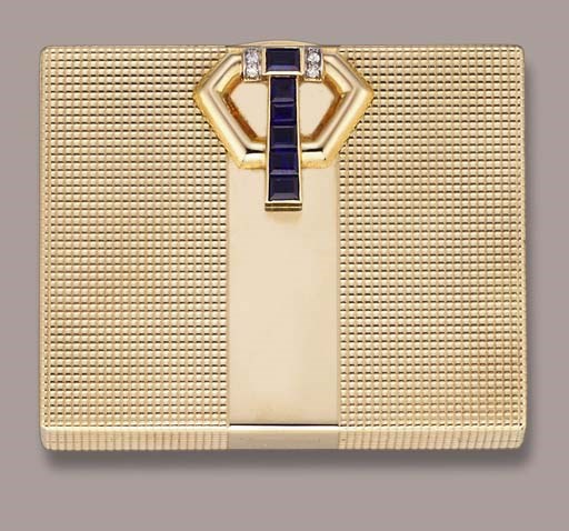 A SAPPHIRE AND DIAMOND POWDER COMPACT, BY CARTIER