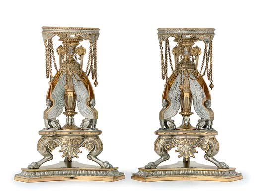 A PAIR OF VICTORIAN PARCEL-GILT SILVER DESSERT-STANDS