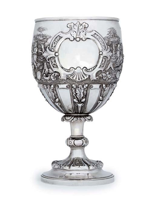 A VICTORIAN LARGE SILVER GOBLET