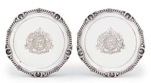 A PAIR OF GEORGE III SILVER WAITERS