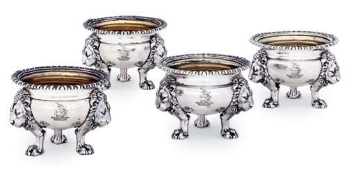 A SET OF FOUR GEORGE III SILVER SALT-CELLARS