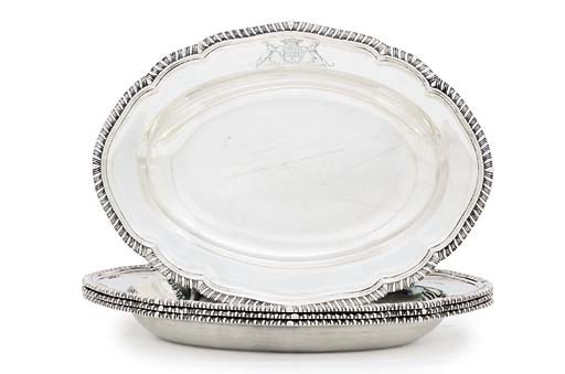 A SET OF FOUR GEORGE III SILVER PIE-DISHES