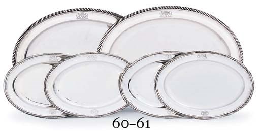 A SET OF FOUR GEORGE III SILVER MEAT-DISHES FROM THE MARTINIQUE SERVICE