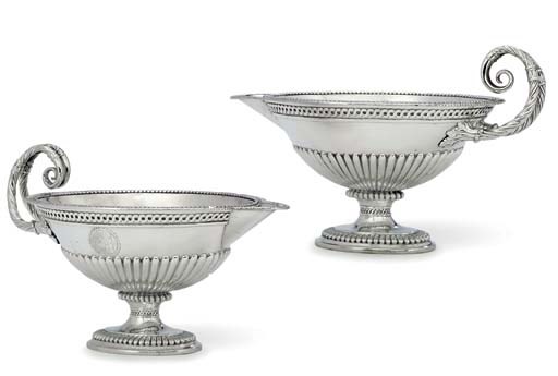 AN IMPORTANT PAIR OF GEORGE III SILVER SAUCE-BOATS FROM THE WATKIN WILLIAMS-WYNN SERVICE ORDERED FOR 20 ST. JAMES'S SQUARE