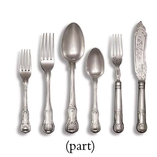 A GEORGE III AND LATER SILVER TABLE-SERVICE
