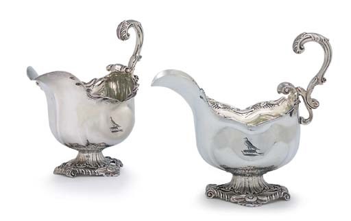 A PAIR OF GEORGE II SILVER SAUCEBOATS