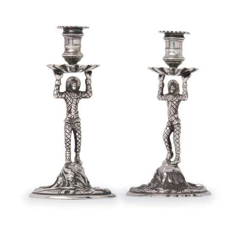 A PAIR OF GEORGE II SILVER TAPERSTICKS