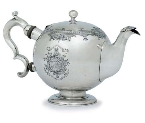 A GEORGE II SCOTTISH SILVER TEAPOT
