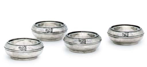 A SET OF FOUR GEORGE I SILVER TRENCHER SALTS