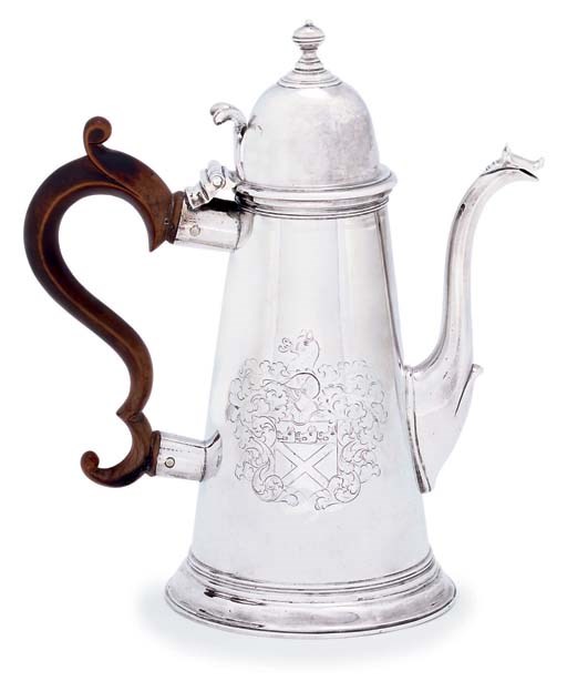 A GEORGE I SILVER COFFEE-POT