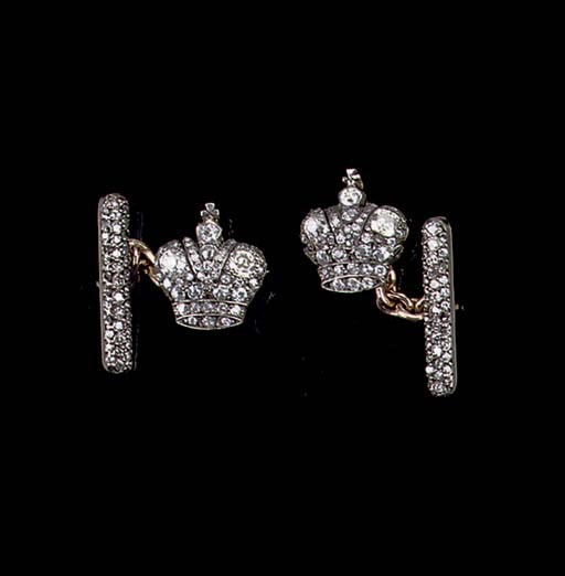 A PAIR OF RUSSIAN DIAMOND CUFF LINKS