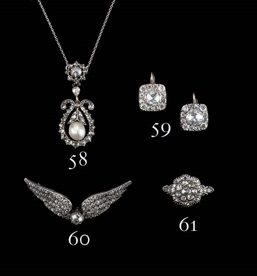 A PAIR OF ROSE-CUT DIAMOND EARRINGS
