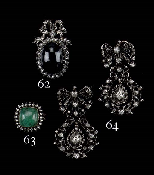 A PAIR OF FLEMISH-STYLE DIAMOND EAR PENDANTS
