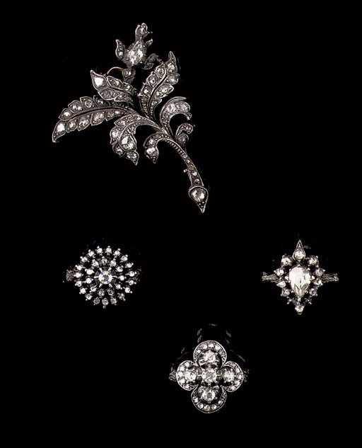 A COLLECTION OF ROSE-CUT DIAMOND JWELLERY