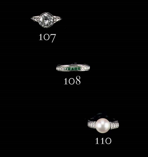 A CULTURED PEARL AND DIAMOND RING, BY CARTIER