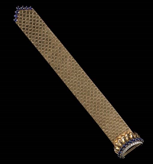 A RETRO SAPPHIRE AND DIAMOND BRACELET