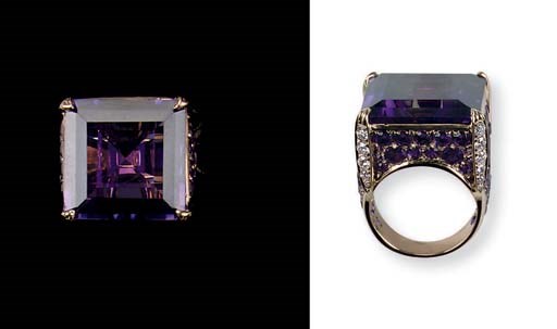 AN AMETHYST AND DIAMOND RING