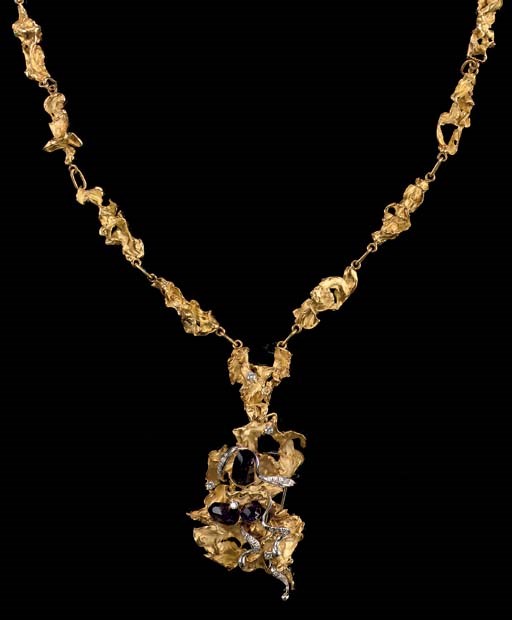 AN AMETHYST AND DIAMOND NECKLACE, BY GRASSI
