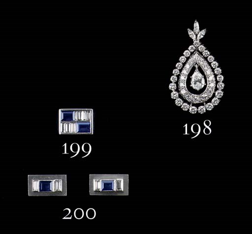 A PAIR OF SAPPHIRE AND DIAMOND CUFFLINKS, BY RENÉ KERN