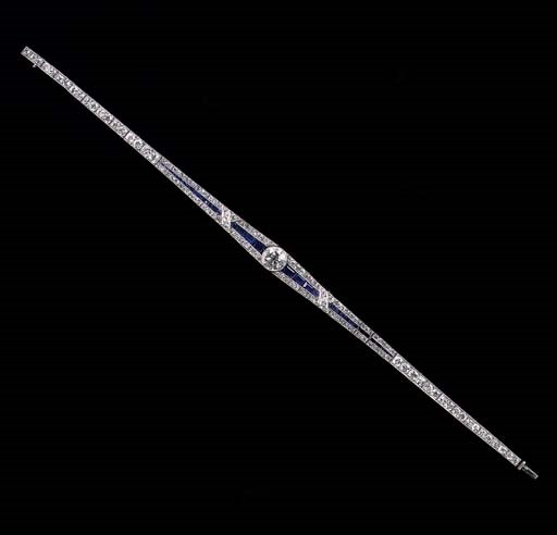 AN ART DECO SAPPHIRE AND DIAMOND BRACELET