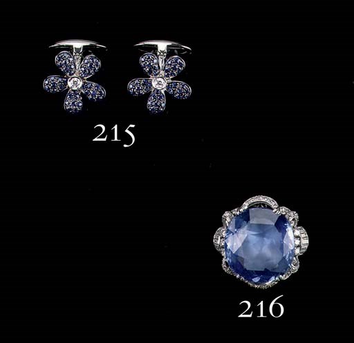 A SAPPHIRE AND DIAMOND DRESS RING