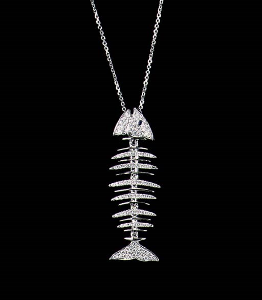 A DIAMOND FISHBONE PENDANT