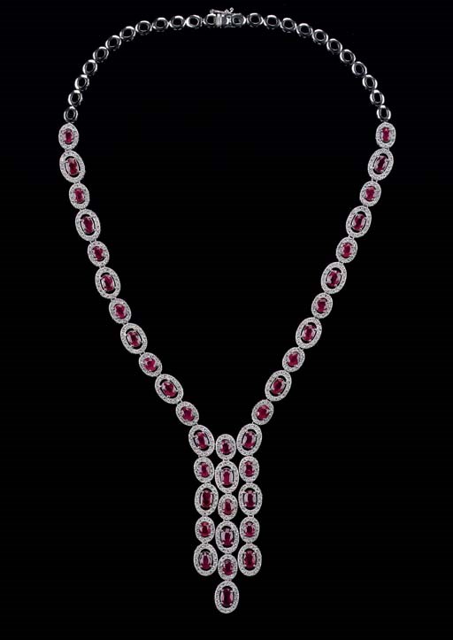 A RUBY AND DIAMOND NECKLACE
